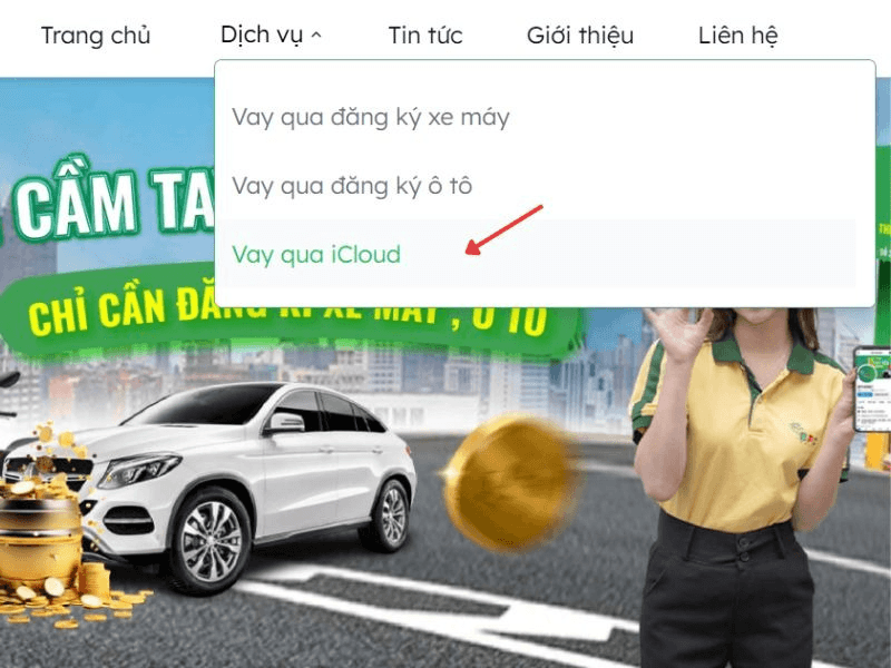 Truy cập trang chủ BFC Money để chọn gói vay tiền qua iCloud