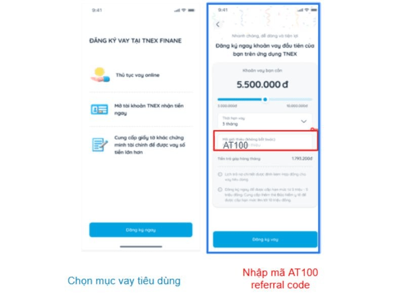 Chọn hạn mức vay và kỳ hạn trả góp phù hợp trên ứng dụng TNEX