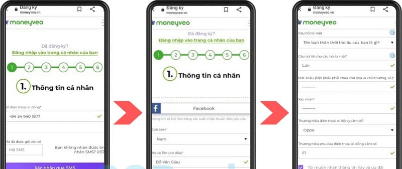 Điền thông tin hồ sơ để vay online