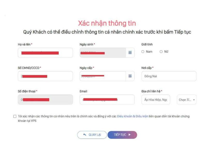 Xác nhận lại thông tin