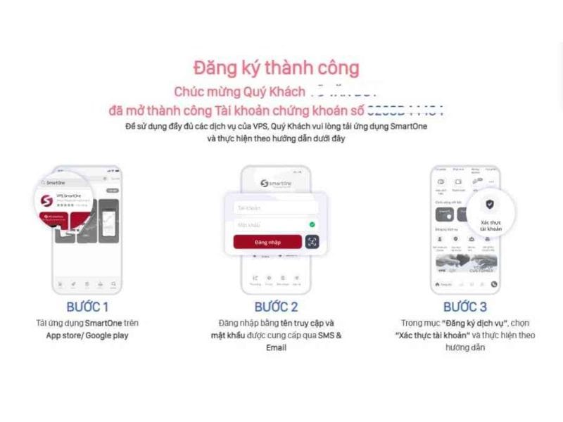 Màn hình hiển thị đăng ký thành công