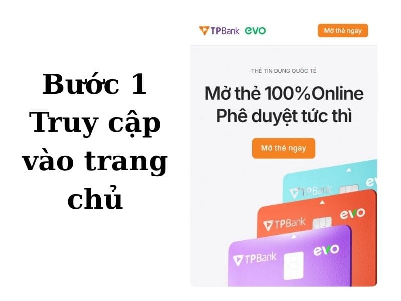 Chọn mở thẻ khi truy cập trang chủ để đăng ký vay