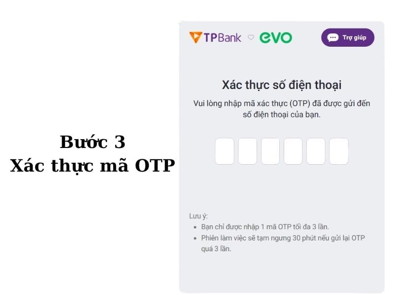 Điền mã xác thực OTP