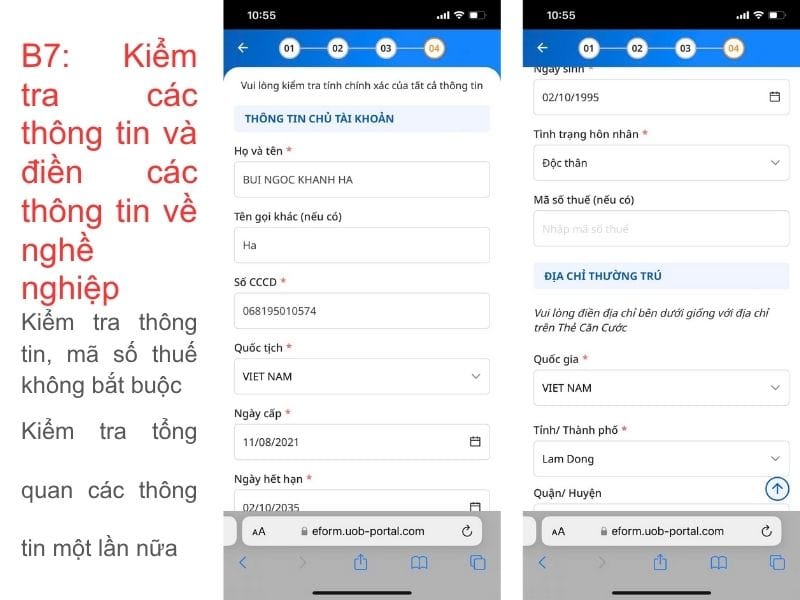 Kiểm tra thông tin địa chỉ và tài khoản ngân hàng