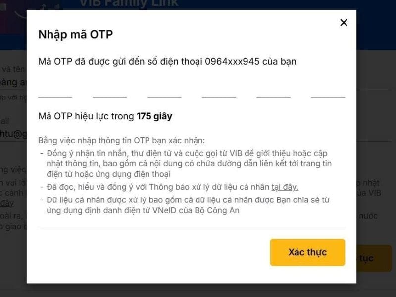 Xác nhận thông tin