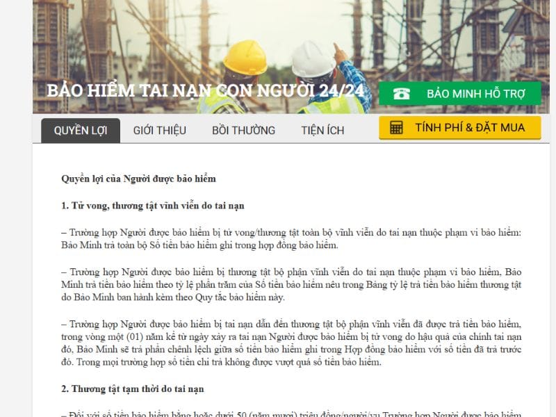 Xem thông tin gói bảo hiểm cần mua